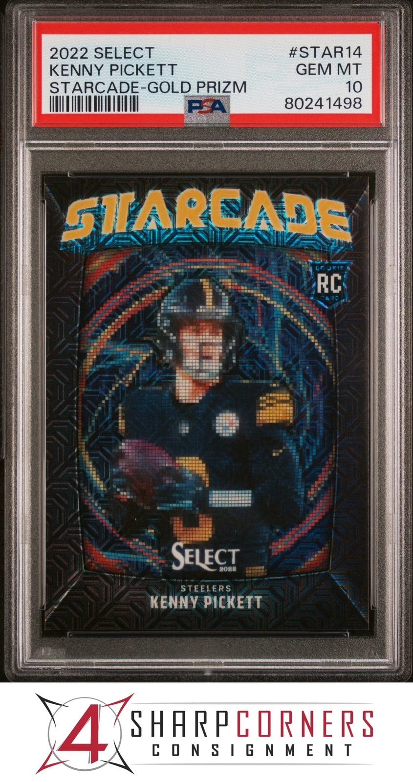 Kenny Pickett Panini Select Starcade #STAR14 Gold Prizm