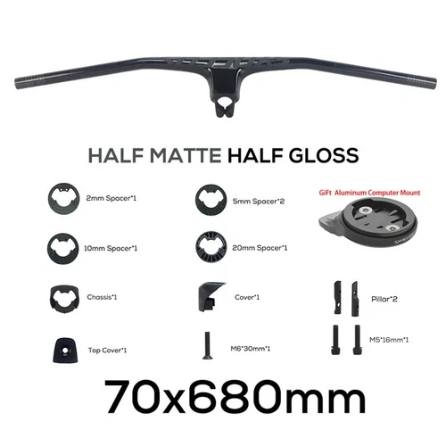-20° Manillar Integrado de Fibra de Carbono Completa Bicicleta MTB 70/80/90/100mm*680-740mm - Imagen 8 de 44