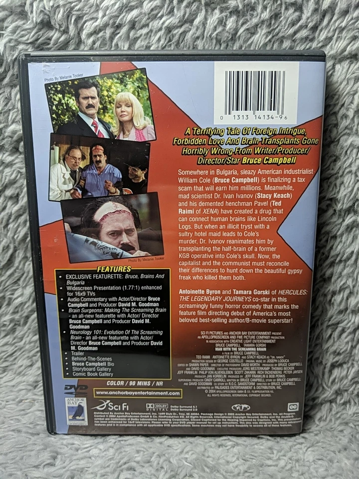 Man With The Screaming Brain (DVD, 2004) Horror Bruce Campbell B Movie Foto 2 de 4