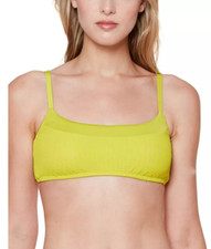 Sanctuary Sandbar Solid Women Seamed Bralette Bikini Top Grellow Size L  13295