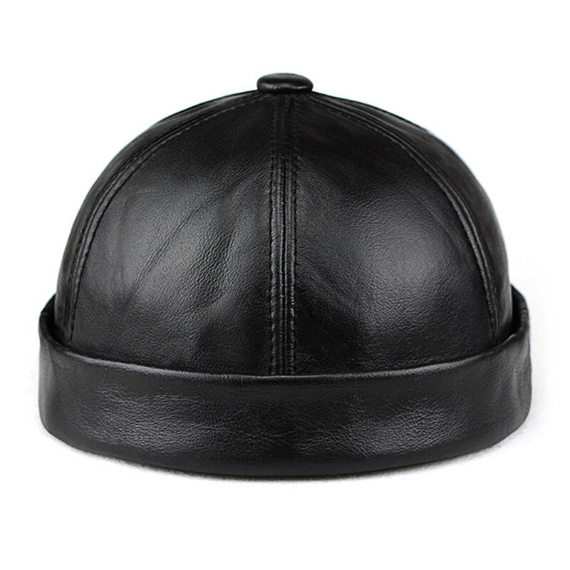 Clakllie Retro Brimless Docker Cap | Vintage Cotton Beanie Watch Cap in Black | Buy Now with Express International Delivery