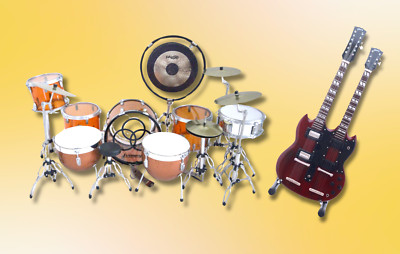RGM345-3  John Bonham Led Zeppelin Miniature Drum kit and Jimmy Page Guitar