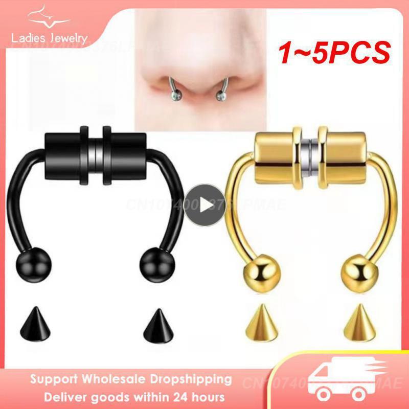 1~5PCS Stainless Steel Nose Piercing Faux Septum Piercing Nez Ring Jewelry Non P