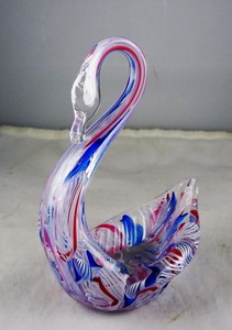 cape cod glass works swan figurine blue red white latticino ebay cape cod glass works