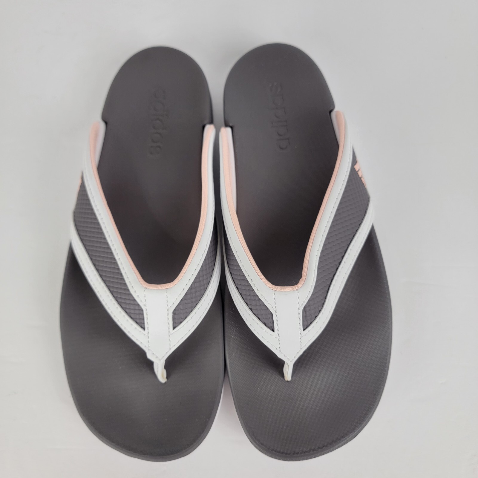 Adidas Adilette Comfort Thong Flip Flops White Gray P… Gem