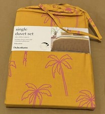 Debenhams Single Duvet Cover Set Palm Tree Tropical Mustard Yellow