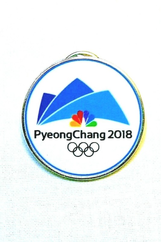 PYEONGCHANG 2018 NBC OLYMPIC MEDIA PIN / ROUND WHITE  ~~ WINTER OLYMPICS 