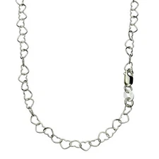 Heart Link 925 Sterling Silver Chain Necklace Italy n1441
