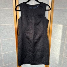Tommy Hilfiger Black Mini Dress Glitter Textured Floral Round Neck Women Sz 4