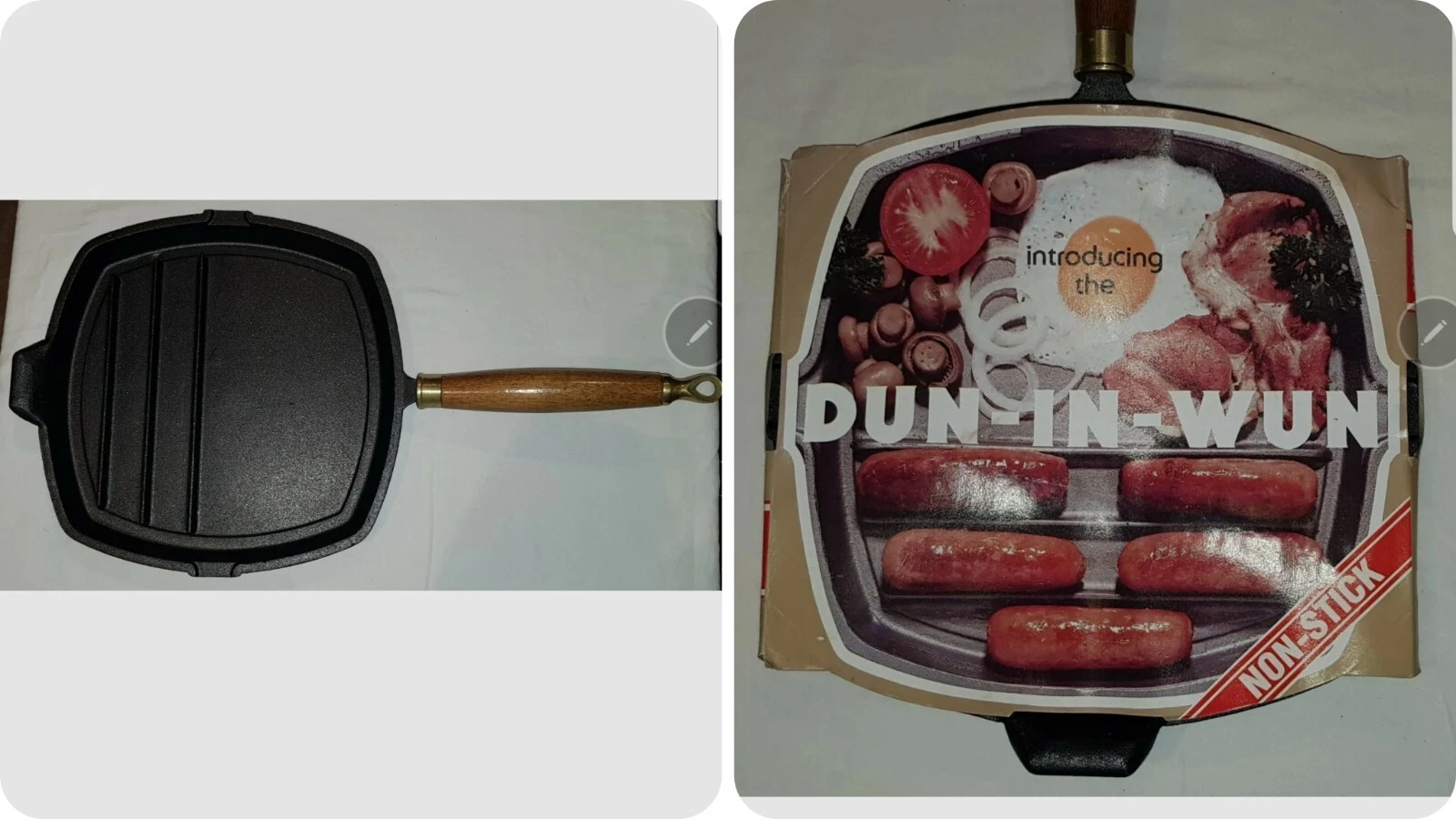 cast Aluminium Grill Griddle Pan non stick 11 inch Vintage Frying Pan