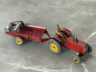 DINKY 321 MASSEY HARRIS ÉPANDEUR DE FUMIER ET TRACTEUR 27a lot vintage ROUGE