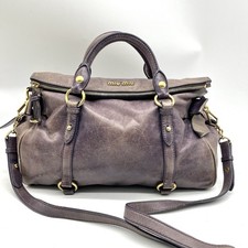 Auth Miu Miu Y2K Vitello Lux  Ribbon 2Way Leather Hand Bag Shoulder Bag 2Y6083