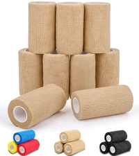 9 Pack 4 Inch x 5 Yards Self Adhesive Bandage Wrap Elastic Cohesive Bandage Wrap