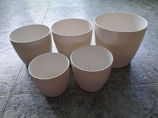 5x White Plant Pot Covers - Mixed Sizes and Designs - Indoor Houseplant Pots