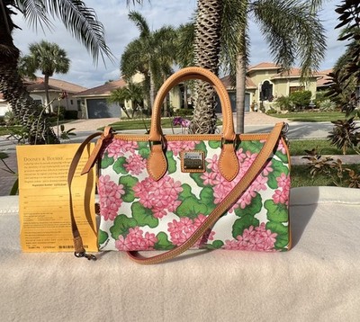 Dooney & Bourke Pink Hydrangea Barrel Satchel , Great Used Condition 