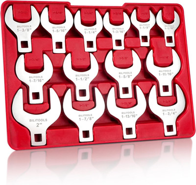 14-Piece Jumbo Crows Foot Wrench Set, 1/2'' Drive Big Crowfoot Wrench, SAE, 1-1/1