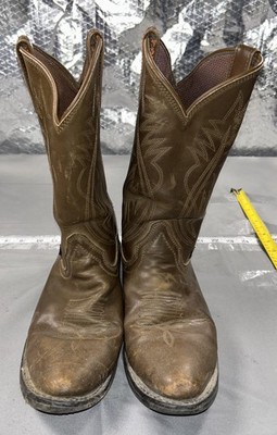 Justin Western Boots Mens Size 10.5D Brown Leather Pull On  display picture 2
