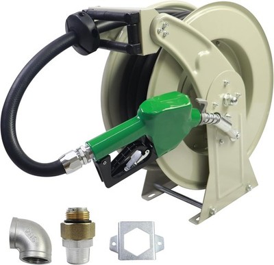 Fuel Hose Reel Retractable 1x50ft Diesel Auto Nozzle 300PSI
