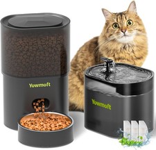Automatic Cat Feeder Fountain, 3L Timed Dry Food Dispenser 10 Portions 1-4 B26