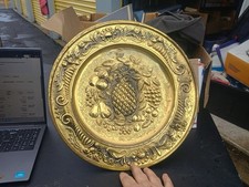 Vintage English Embossed Brass Fruit Wall Plate with Pineapple Motif — listing 6