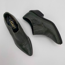 Vintage Western Green Leather Pointed Ankle Booties Ankle Boots Ashley 5/5.5