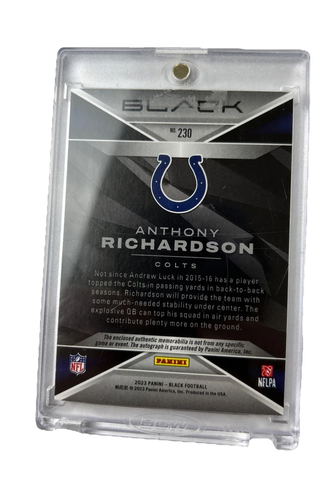 2023 Panini Black Anthony Richardson Autograph Patch RC 031/199 No 230 - Image 2 of 4