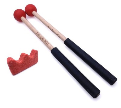 TUOREN 1 Pair Tongue Drum Mallets with Bracket Handpan Sticks Rubber Red