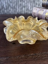  VINTAGE MURANO GLASS ASHTRAY /BOWL AVENTURINE GOLD VENETIAN GLASS. 