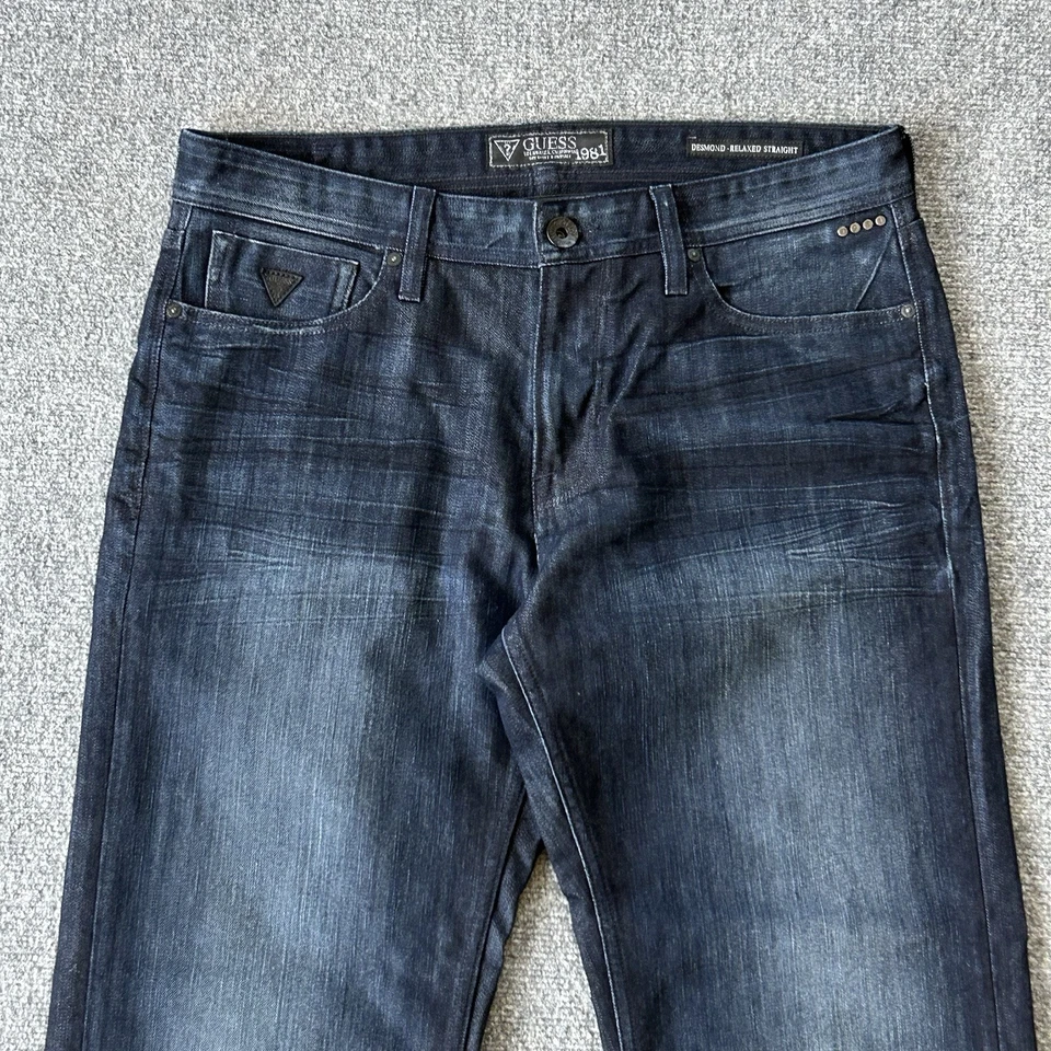 Jeans Guess Hombres 34 X 32 Desmond Ribete Relajado Índigo Oscuro Denim Recto P14 Foto 2 de 4