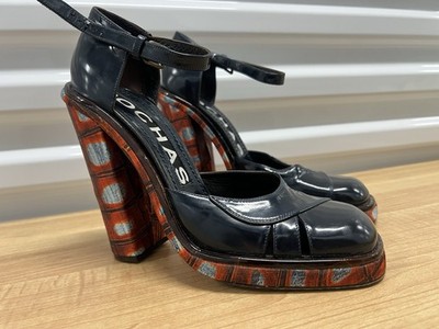Rochas Heels - Dark Blue Plaid Design EU 39.5 US Women 9.5
