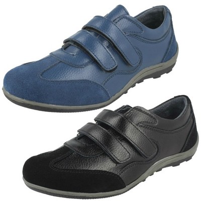 Damen Eaze Freizeit Leder Klettverschluss Riemen Freizeit Pumps Schuhe 'F7R134'