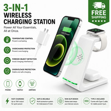 Wireless Charging Station, 3 in 1 Fast Desk Charging Station