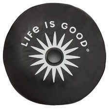 Life Is Good. Simple Sunburst Rearview Camera Tire Cover True Black 32