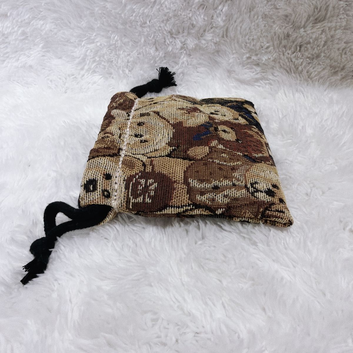 Drawstring bag teddy bear pattern multicolor acce… - image 4