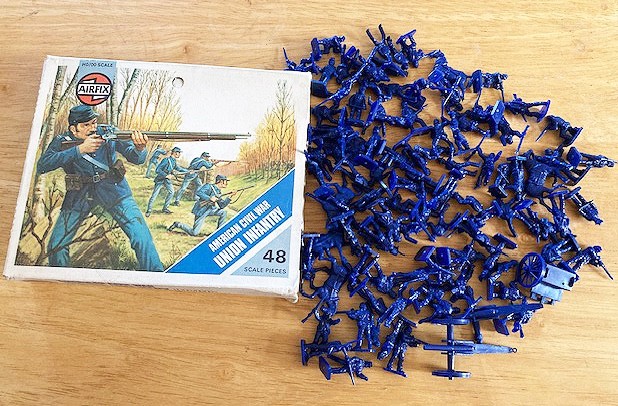 AIRFIX HO CIVIL WAR VINTAGE BLUE UNION INFANTRY FIGURES w/ BOX U.S.