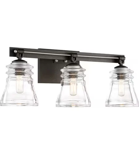 Graham Avenue 3-Light Bathroom Vanity Light in Smoked Iron and Brushed Nickel - Picture 1 of 1