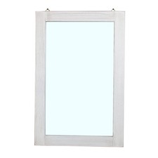 Rustic Flat Wood Frame Hanging Wall Mirror Decorative Bathroom Mirrors for Wa...