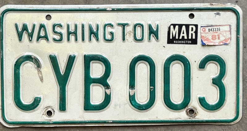 1968 Base Washington License Plate - Spokane County 