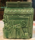 Vintage 1951 Green McCoy Mailbox Wall Pocket Letter Holder with Raised Signature