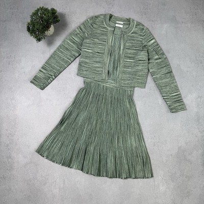 Sandro Women Midi Dress And Cardigan Set Green 