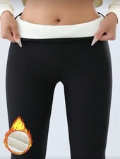 High Waist Fleece Lined Leggings Warm Winter Thermal Stretch Slim Yoga Pants