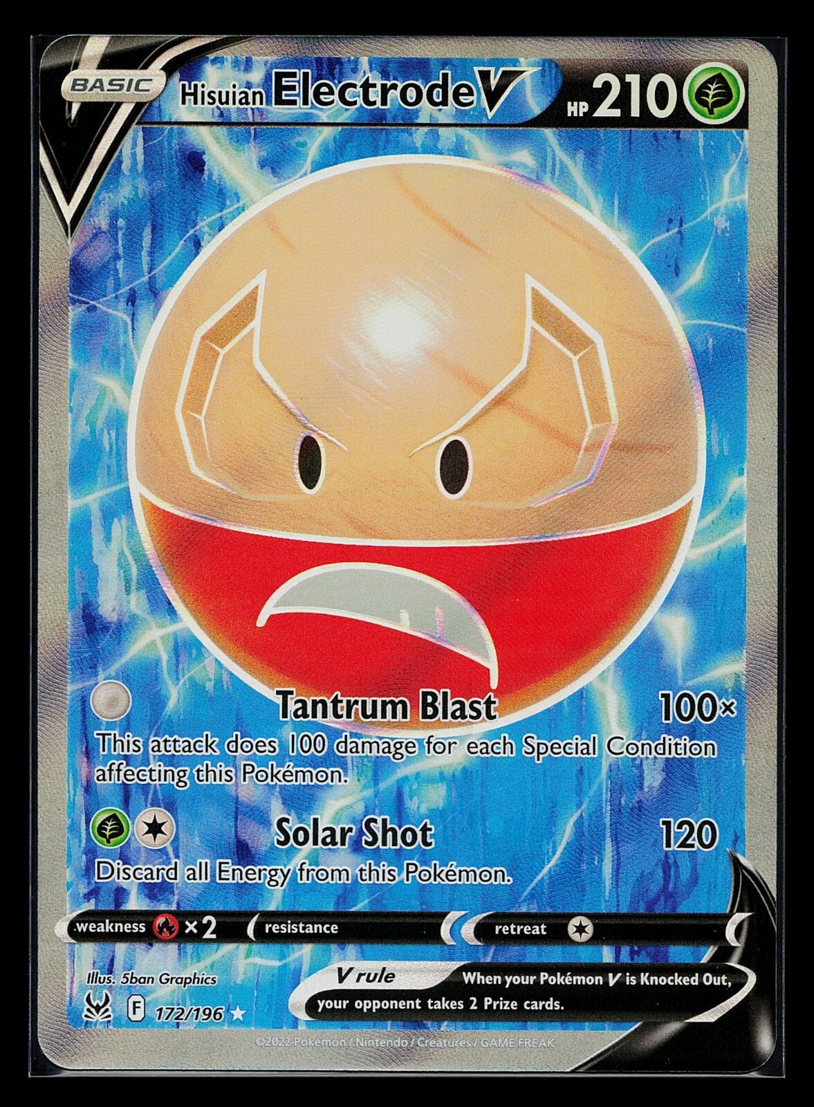Pokemon Card Hisuian Electrode V Lost Origin 172/196 Ultra Rare Full