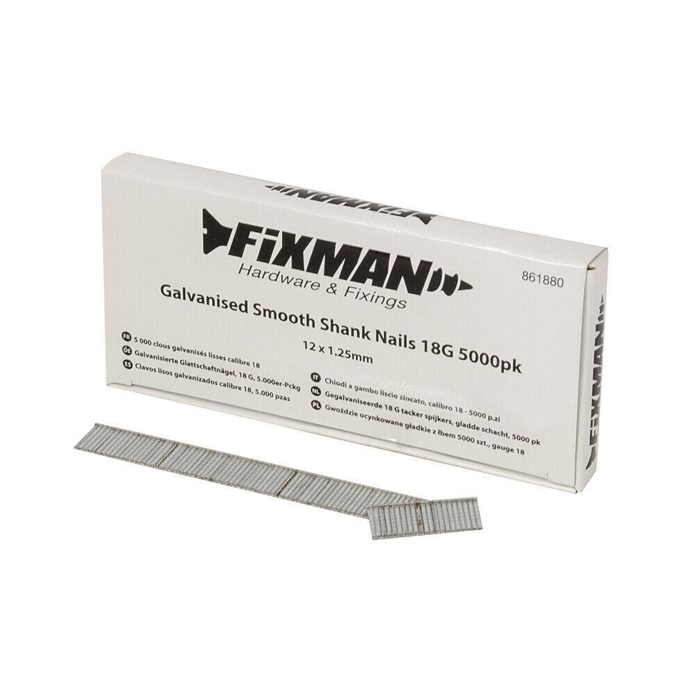 Fixman Galvanised Smooth Shank Nails 18G 5000 pack 12 X 1.25mm