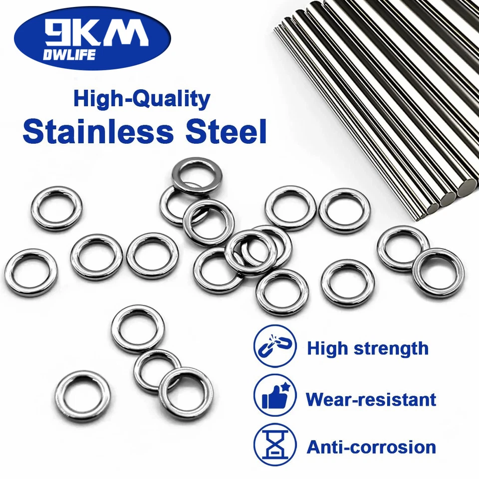 9KM 50Pcs Fishing Solid Rings Heavy Duty Seamless Lure Connector 150lbs~700lbs - Image 3 of 4