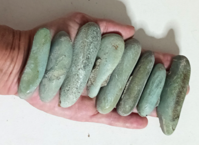 #ad #ad Unidentified green rocks or gemstone. flat on one side. used. 8 pieces. 9.7 oz $24.49