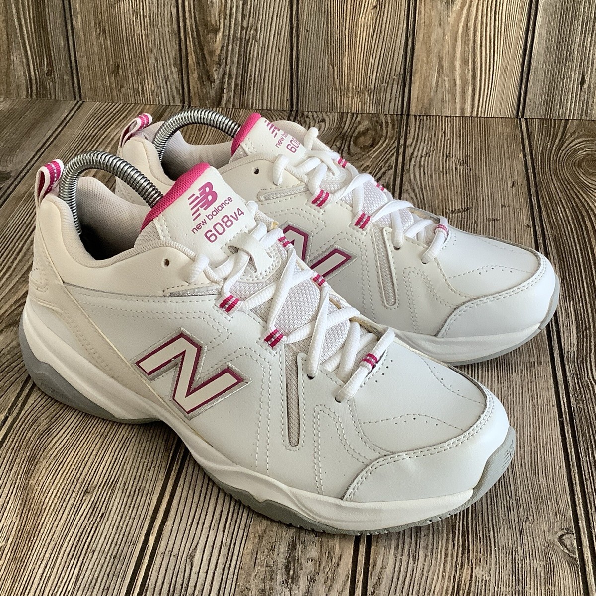 New Balance 608v4 White Pink Running Shoes Sneakers WX608V4P