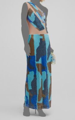 $2598 Cult Gaia Women's Blue Lillian One Shoulder Gown Dress Size 8