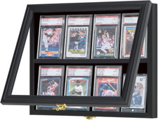 Graded Sports Card Display Case - 8 Card Lockable Wall Cabinet - UV Protected