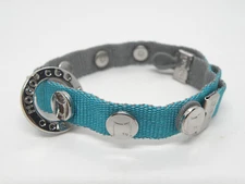 Mogo Signed Turquoise Aqua Silver Tone Charmband Weaved Nylon Bangle Bracelet