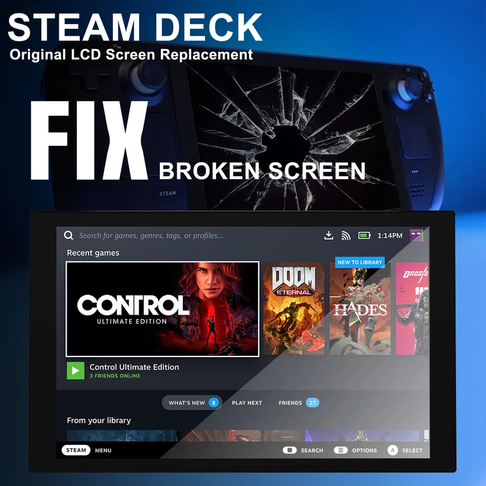 OEM LCD Display Touch Screen Digitizer Assembly Replacement For Valve Steam Deck - Image 2 of 3